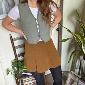 - Zara High waisted copper tan cotton skater skirt